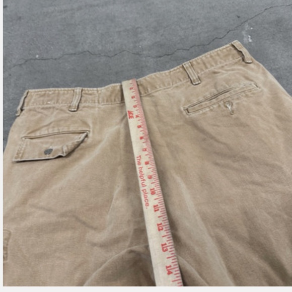 Vintage RRL Ralph Lauren 34x32 Thick Cotton Twill Brown Relaxed Cargo Pants - Picture 12 of 15